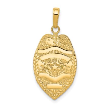 14k Polished Police Badge with Engravable Area Pendant