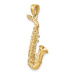 14k Solid Polished 3-D Saxophone Pendant - Image 5