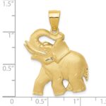 14k Solid Satin Diamond-cut Open-Backed Elephant Pendant - Image 4