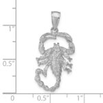 14K White Gold Solid Polished Open-Backed Scorpion Pendant - Image 4