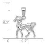 14k White Gold Solid Polished 3-D Horse Charm - Image 4