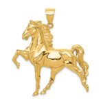 14k Large Solid Polished Open-Backed Horse Pendant