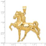 14k Large Solid Polished Open-Backed Horse Pendant - Image 4