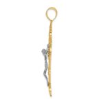 14k Two-tone INRI Fleur De Lis Crucifix Pendant - Image 2