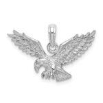 14K White Gold Solid Textured Eagle Landing Charm