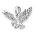 14K White Gold Solid Textured Eagle Landing Charm - Image 4