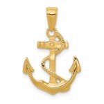 14k Solid Polished Anchor with Rope Pendant