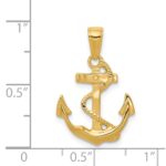 14k Solid Polished Anchor with Rope Pendant - Image 4