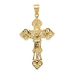 14k INRI Fleur De Lis Crucifix Pendant - Image 4