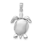 14K White Gold Polished 3-D Turtle with Moveable Head and Legs Pendant - Image 4