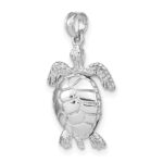 14K White Gold Polished 3-D Turtle with Moveable Head and Legs Pendant - Image 5