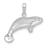 14K White Gold Solid Polished Manatee Pendant - Image 3