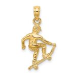 14K Solid Polished 3-D Skateboarder Charm - Image 4