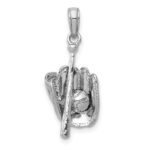 14K White Gold Polished 3-D Glove/Bat/Baseball Pendant