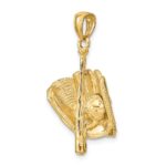 14K Polished 3-D Glove/Bat/Baseball Pendant - Image 4