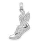 14k White Gold Polished Running Shoe with Wings Pendant