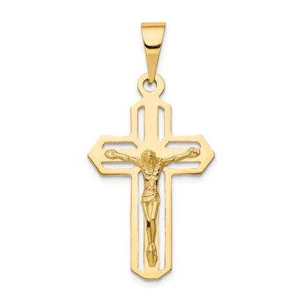 14k Polished Cut-out Crucifix Pendant