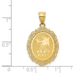 14k Solid Satin Polished Virgo Zodiac Oval Pendant - Image 4