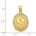 14k Solid Satin Polished Pisces Zodiac Oval Pendant - Image 4