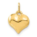 14K Polished 3-D Diamond-cut Puffed Heart Charm - Image 3