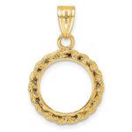 Wideband Distinguished Coin Jewelry 14k Polished Rope 14.0mm Prong Coin Bezel Pendant - Image 3