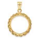 Wideband Distinguished Coin Jewelry 14k Polished Rope 16.5mm Prong Coin Bezel Pendant - Image 3
