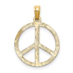14k Textured Peace Sign Pendant - Image 3