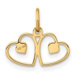 14k Satin And Diamond-cut Two Hearts Charm - Image 3