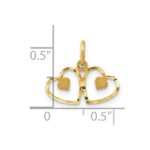 14k Satin And Diamond-cut Two Hearts Charm - Image 4