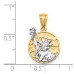 14k Two-tone Lady Liberty on American Flag Disk Pendant - Image 3