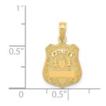 14k POLICE Badge with Engravable Area Pendant - Image 4