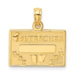 14k #1 TEACHER with Engravable Area Charm