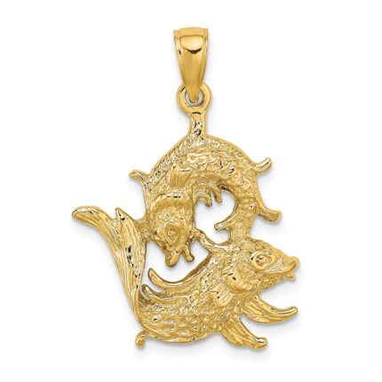 14k Large Pisces Zodiac Charm