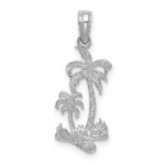 14k White Gold Double Palm Trees Pendant - Image 3