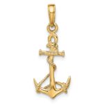 14k 3-D Anchor with Shackle and Entwined Rope Pendant - Image 3