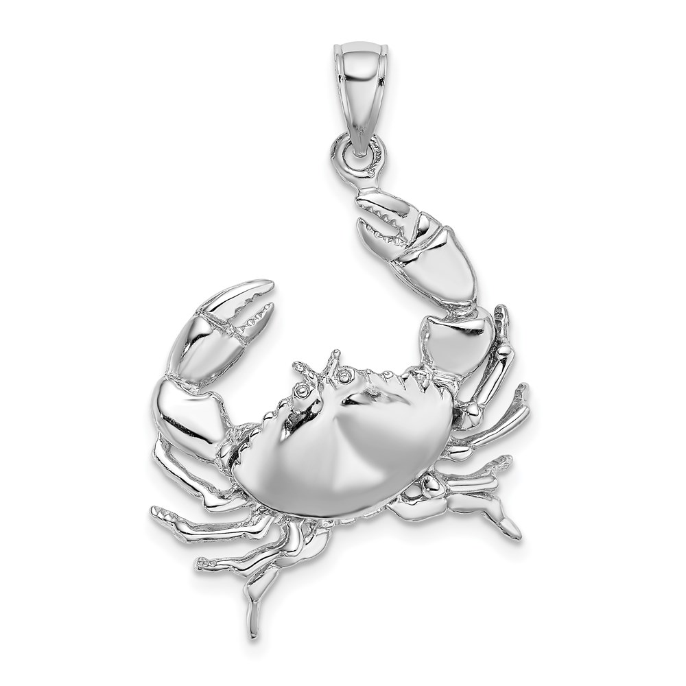 C3412W.jpg 14K White Gold Stone Crab with Claw Extended Charm - Image 1