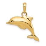 14K Polished 3-D Puffed Dolphin Pendant - Image 3