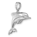 14K White Gold 3-D Puffed Dolphin Pendant - Image 5