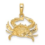 14k and White Rhodium Diamond-cut Blue Crab Pendant - Image 3