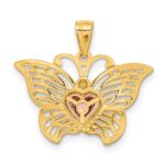 14k Two-tone with White Rhodium Butterfly with Heart Pendant - Image 3
