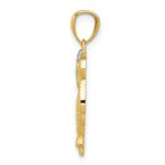 14k and White Rhodium Diamond-cut Owl Pendant - Image 2