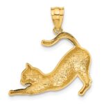 14k Stretching Cat Pendant - Image 3