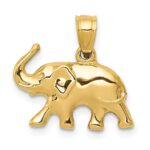 14k 3-D Polished Elephant Pendant