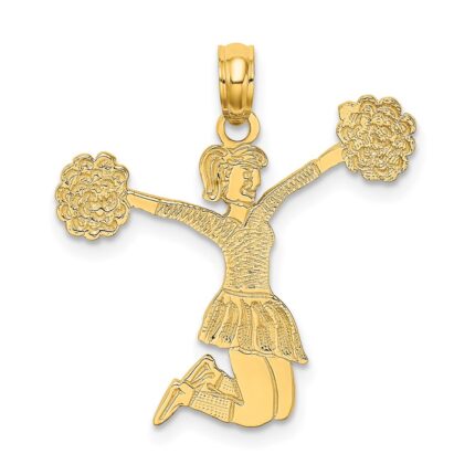 14k Cheerleader Jumping with Pom-Poms Charm
