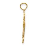 14k and White Rhodium Budded Cross with Heart Center Pendant - Image 2