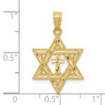 14k Diamond-cut Star of David with Cross Pendant - Image 4