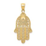 14k Diamond-cut Filigree Chamseh Pendant