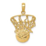 14k Swoosh Basketball and Net Pendant