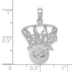 14K White Gold Swoosh Basketball and Net Pendant - Image 4