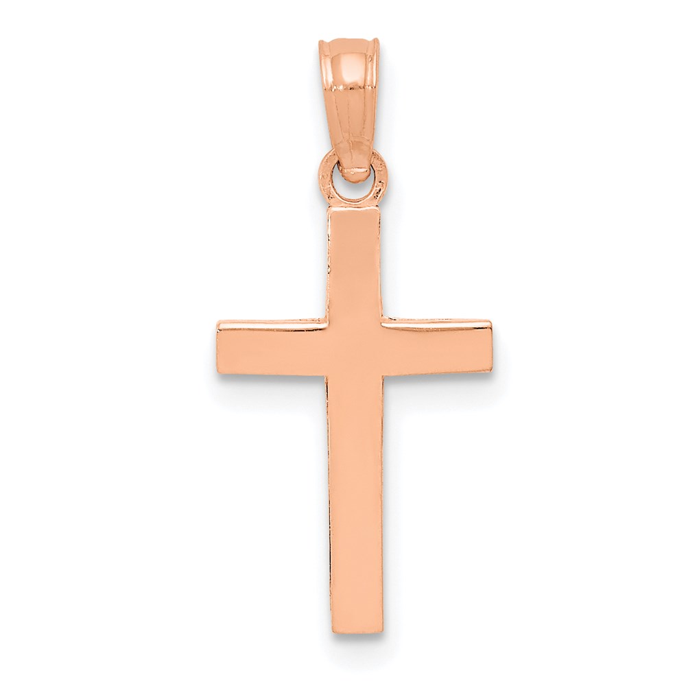 C3785R.jpg 14k Rose Gold Beveled Cross Charm - Image 1